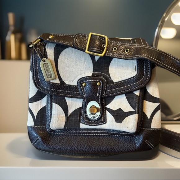 Coach Handbags - Coach Legacy Monogram and Pebbled Leather Trim Shoulder Bag #10824 Preowned